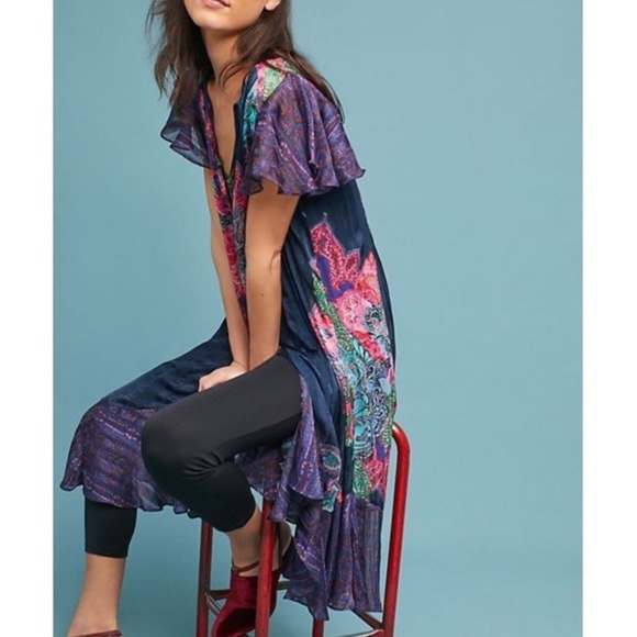 2pc Anthropologie Loren Flutter-Sleeve Swing Dress - Picture 3 of 7